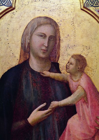 Virgen y Niño, panel central del Retablo de Badia, c.1301 (temple sobre tabla) (detalle) de Giotto di Bondone